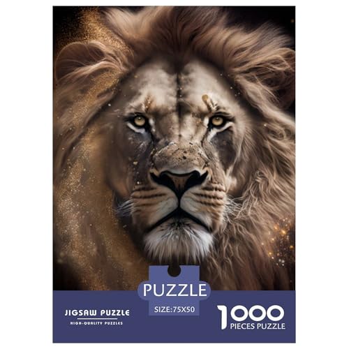 Künstlerischer Löwe, 1000-teiliges Holzpuzzle für Erwachsene, Puzzle, Lernspiel, Herausforderungsspielzeug, 1000-teilig (75 x 50 cm) von aaaaab