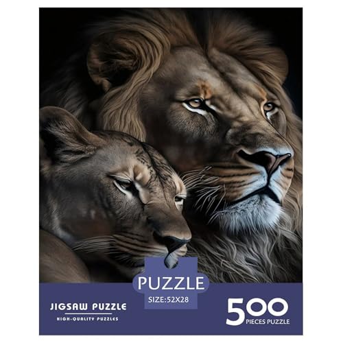 Künstlerisches Löwen-Puzzle für Erwachsene, 500-teiliges Puzzle für Teenager ab 12 Jahren, 500 Teile (52 x 38 cm) von aaaaab