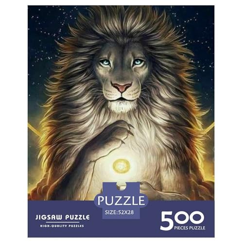 Künstlerisches Löwen-Puzzle für Erwachsene und Jugendliche, 500 Teile, Holzpuzzle für Erwachsene, Puzzles für Jugendliche ab 12 Jahren, 500 Teile (52 x 38 cm) von aaaaab