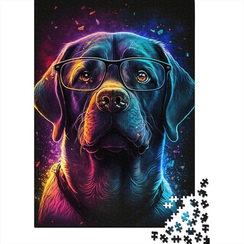 Labrador mit Brille, Kinderpuzzle für Erwachsene, 300-teiliges Puzzle, rechteckiges Puzzle, Geschenke und Heimdekoration und Familienspiel, 300 Teile (40 x 28 cm) von aaaaab