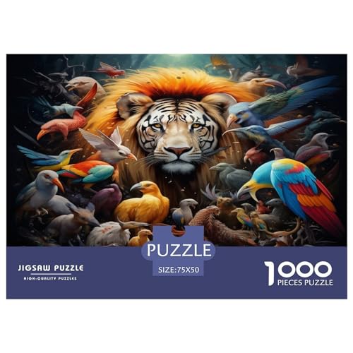 Löwen-Puzzles 1000 Teile, Holzpuzzles, Puzzles für Teenager, Geschenke, Heimdekoration, Puzzle-Spielzeug, 1000 Stück (75 x 50 cm) von aaaaab