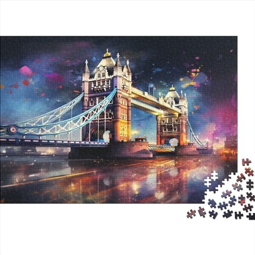 London-Puzzles für Erwachsene, 1000 Teile, Holzpuzzles für Erwachsene, Spielspielzeug für Erwachsene, 1000 Teile (75 x 50 cm) von aaaaab