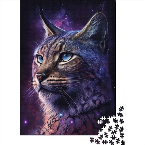 Luchs-Tier-Galaxie-Puzzle 1000 Teile, Puzzle für Erwachsene, Denkspiel, Puzzle-Spielzeug für Erwachsene, 1000 Stück (75 x 50 cm) von aaaaab