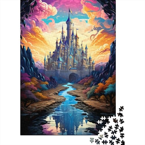 Malen nach Zahlen, buntes Waldschloss, kreatives quadratisches Puzzle für Kinder, Holzbrett-Puzzle, Puzzle für Kinder, Geschenke (40 x 28 cm) von aaaaab