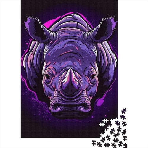 Nashorn-Puzzle, Denksportaufgabe, Premium-Karton-Puzzle für Kinder und Erwachsene ab 12 Jahren, Ostergeschenke, 38 x 26 cm, 1000 Teile von aaaaab