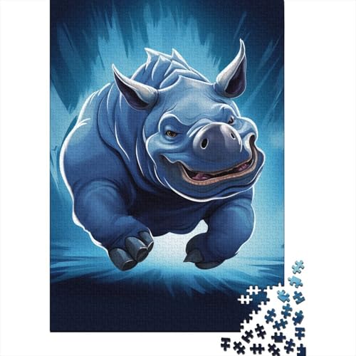 Nashorn-Puzzle, Premium-Puzzle aus 100% recyceltem Karton, rechteckig, für Jungen oder Mädchen, 70 x 50 cm, 1000 Teile von aaaaab