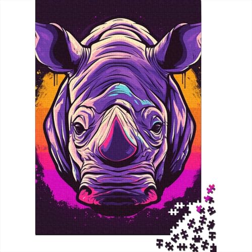 Nashorn-Puzzle-Spaß, Premium-Karton-Puzzle für Jungen oder Mädchen, 70 x 50 cm, 1000 Teile von aaaaab