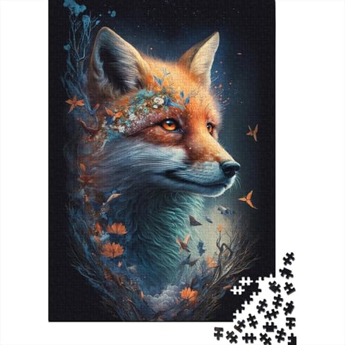 Niedliches Art-Fuchs-Kinderpuzzle mit 1000 Teilen, kreatives rechteckiges großes Familienpuzzlespiel, Kunstwerk für Erwachsene und Teenager, 1000 Stück (75 x 50 cm) von aaaaab