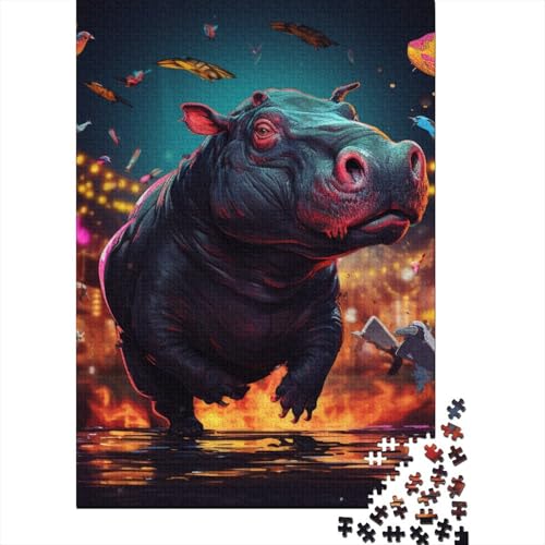 Nilpferd-Puzzle-Spaß, Premium-Karton, Puzzle für Jungen oder Mädchen, 38 x 26 cm, 1000 Teile von aaaaab