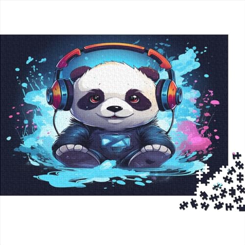 Panda mit Kopfhörern, Puzzle für Erwachsene und Jugendliche, 300 Teile, Puzzle für Erwachsene, Puzzle für Erwachsene, 300 Teile (40 x 28 cm) von aaaaab