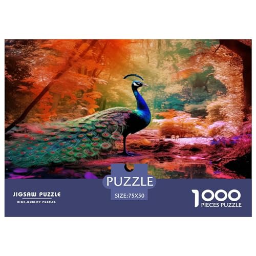 Peacock_spreads Puzzles 1000 Teile, Holzpuzzles, Holzpuzzles für Erwachsene, Puzzles, nachhaltiges Puzzle für Erwachsene, Spiele 1000 Stück (75 x 50 cm) von aaaaab