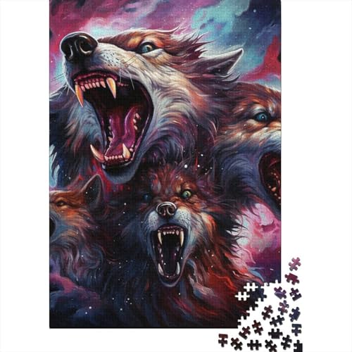 Psychedelic Art Wolf Puzzle 300 Teile für Erwachsene Kreatives Holzpuzzle Lernspiel 300 Teile Puzzle für Heimdekoration und Geschenke 300 Stück (40x28cm) von aaaaab