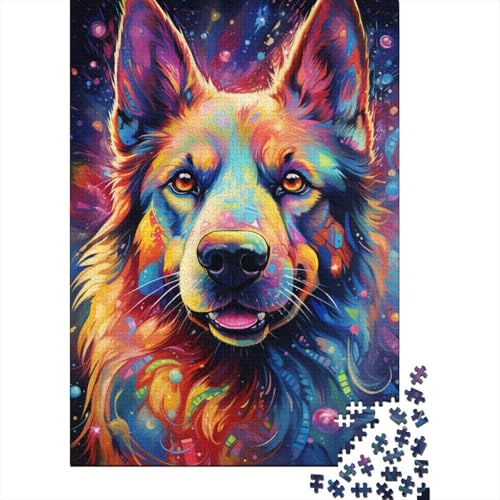 Psychedelic Galaxy Dog Holzpuzzlespiel mit 1000 Puzzleteilen, kreatives Puzzle für Teenager und Erwachsene, kreatives Dekompressionsspielzeug, Puzzles (75 x 50 cm) von aaaaab