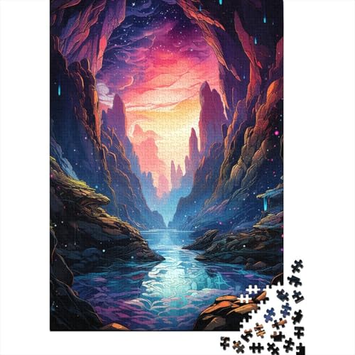 Psychedelische Eishöhle, 300-teiliges Puzzle, Psychedelische Eishöhle, Puzzle für Kinder, kreative Holzbrettpuzzles, tolles Geschenk für Kinder (40 x 28 cm) von aaaaab