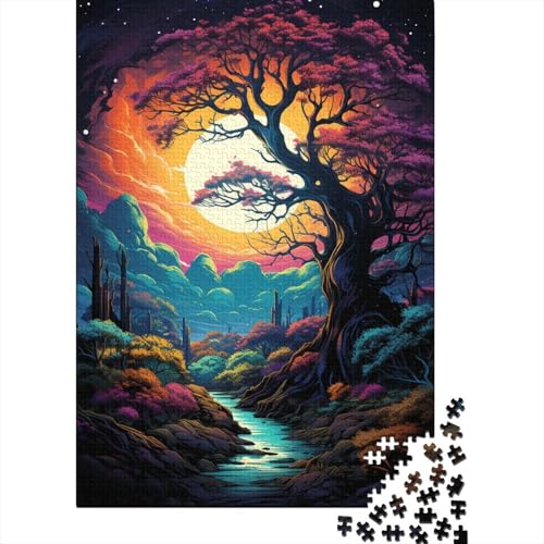 Psychedelischer Baum, magische Landschaft, Puzzle 1000 Teile für Kinder, Puzzle f1000 Teile Puzzle, einzigartiges Geschenk zum Geburtstag, Weihnachten (75 x 50 cm) von aaaaab