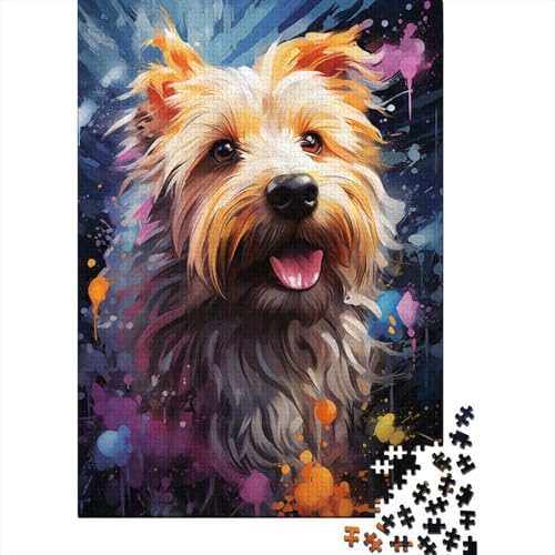 Psychedelischer Hund, Unterwasserterrier, Holzpuzzlespiel mit 500 Puzzleteilen, kreatives Puzzle für Teenager und Erwachsene, kreatives Dekompressionsspielzeug, Puzzles (52 x 38 cm) von aaaaab