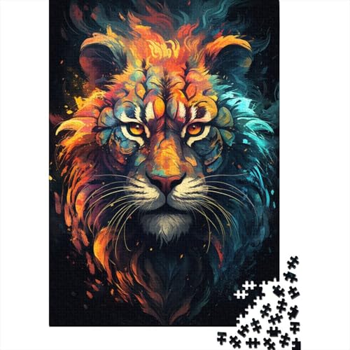 Psychedelischer sibirischer Feuertiger, Puzzle 500 Teile für Kinder, kreatives Holzpuzzle, Lernspiel, 500-teiliges Puzzle für Heimdekoration und Geschenke (52 x 38 cm) von aaaaab