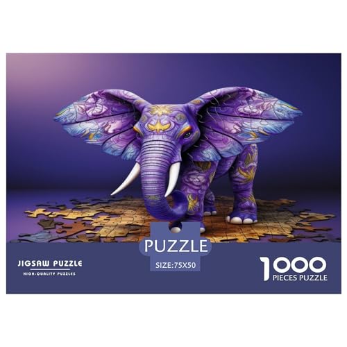 Purple_elephant Puzzles 1000 Teile, Holzpuzzles, Puzzles für Teenager, Geschenke, Heimdekoration, Puzzlespielzeug, 1000 Stück (75 x 50 cm) von aaaaab