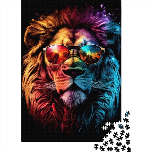 Puzzle 1000 Teile, Bunter Löwe mit Brille, Puzzles, Kinderpuzzle, Zusammenbauspielzeug, interaktives Familienspiel, 1000 Teile (75 x 50 cm) von aaaaab