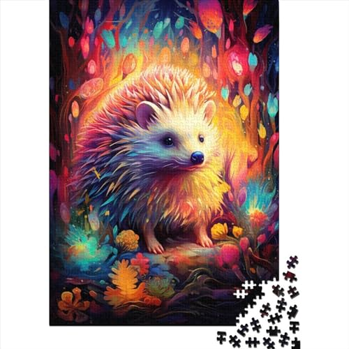 Puzzle 1000 Teile, Kunst, Tier-Igel-Puzzle, Puzzle für Erwachsene und Jugendliche, Schwierigkeitsgrad: Kreatives Puzzle, Lernspielzeug, Spiel, Familiendekoration, 1000 Teile (75 x 50 cm) von aaaaab