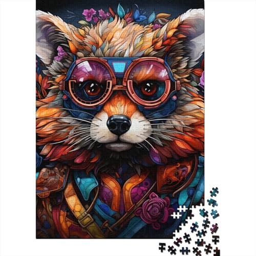 Puzzle 1000 Teile, Psychedelischer Tier-Waschbär, Holzpuzzle, kreatives Holzpuzzle, Teenager-Puzzle, Lernspielzeug, Spiel für Erwachsene, Geschenke, 1000 Stück (75 x 50 cm) von aaaaab