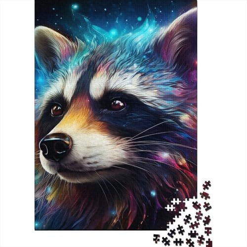 Puzzle 1000 Teile, Psychedelischer Tier-Waschbär, Puzzle für Erwachsene und Jugendliche, Schwierigkeitsgrad: Puzzle, kreatives Puzzle, Lernspielzeug, Spiel, Familiendekoration, 1000 Teile (75 x 50 cm) von aaaaab