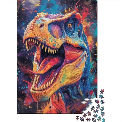 Puzzle 1000 Teile, Psychedelisches Dinosaurier-Kunstpuzzle, Puzzle für Erwachsene und Holzpuzzle, Lernspiel, Spielzeug, Familiendekoration, 1000 Teile (75 x 50 cm) von aaaaab