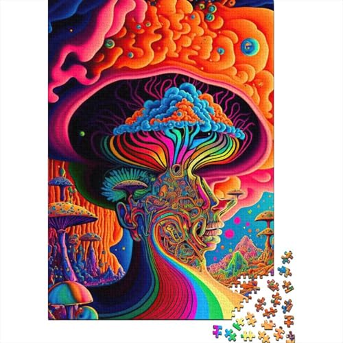 Puzzle 1000 Teile, Psychedelisches Puzzle, Puzzle für Erwachsene und Jugendliche, Schwierigkeitsgrad: Kreatives Puzzle, Lernspielzeug, Spiel, Familiendekoration, 1000 Teile (75 x 50 cm) von aaaaab