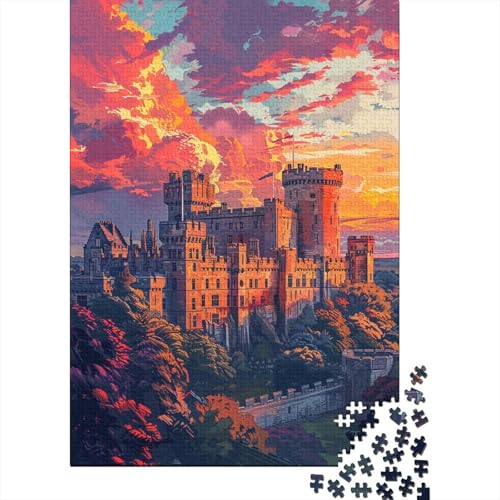 Puzzle 1000 Teile, Puzzle für Erwachsene und Kinder, farbenfrohes Warwick Castle Puzzle, intellektuelles Entspannungsspiel, 1000 Teile (75 x 50 cm) von aaaaab