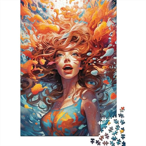 Puzzle 1000 Teile, farbenfrohes psychedelisches Frauen-Puzzle, Puzzle für Erwachsene und Holzpuzzle, Lernspiel, Spielzeug, Familiendekoration, 1000 Teile (75 x 50 cm) von aaaaab