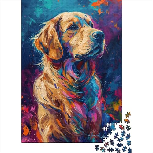 Puzzle 1000 Teile Retro Golden Retriever8 Puzzles Puzzle für Erwachsene und Teenager Kreatives Puzzle Lernspielzeug Spiel Familiendekoration (75x50cm) von aaaaab