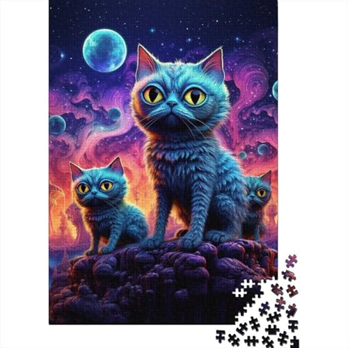 Puzzle 1000 Teile für Erwachsene, Magic Art Cat, Holzpuzzle 1000 Teile, Puzzle für die ganze Familie, Lernspiele, 1000 Teile (75 x 50 cm) von aaaaab