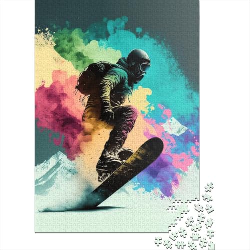 Puzzle 1000 Teile für Erwachsene, Snowboard-Puzzle, Teenager, Holzpuzzle, Lernpuzzle, Spiele, Heimdekoration, 1000 Stück (75 x 50 cm) von aaaaab