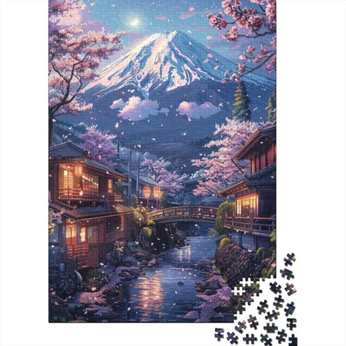 Puzzle 1000 Teile für Erwachsene mit Berg Fuji und Kirschblüte, kreatives Holzpuzzle, Lernspielzeug, Heimdekoration, 1000 Teile (75 x 50 cm) von aaaaab