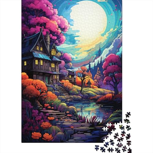 Puzzle 1000 Teile für Kinder Hütte unter Wundern Puzzles Lustiges Familienpuzzle Lernspiel Hölzernes kreatives Puzzle Puzzlespiel Spielzeug Geschenk (75x50cm) von aaaaab