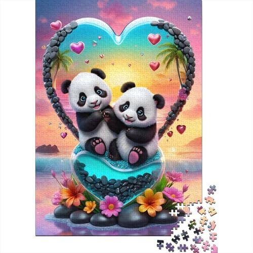 Puzzle 1000 Teile für Kinder Kunst Tier Panda Puzzle Holzpuzzle Kreative Puzzles Teenager Puzzles Lernspiele Spielzeug 1000 Stück (75x50cm) von aaaaab