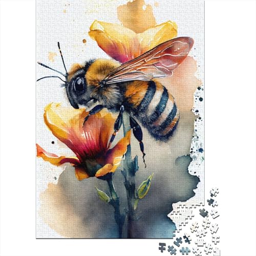 Puzzle 300 Teile, Bienen-Aquarell-Puzzle, Puzzle für Erwachsene und Jugendliche, Schwierigkeitsgrad: Kreatives Puzzle, Lernspielzeug, Spiel, Familiendekoration, 300 Teile (40 x 28 cm) von aaaaab