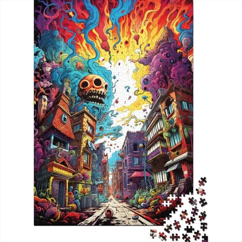 Puzzle 300 Teile, Psychedelische Landschaftskunst, Puzzles für Erwachsene und Jugendliche, kreatives Puzzle, Lernspielzeug, Spiel, Familiendekoration (40 x 28 cm) von aaaaab