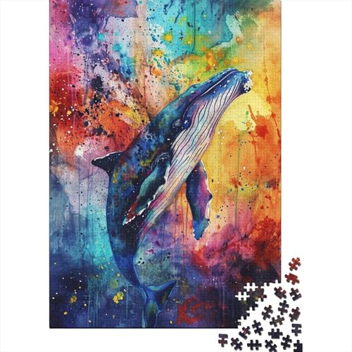 Puzzle 300 Teile, Psychedelischer bunter Wal, Puzzle für Erwachsene und Teenager, kreatives Puzzle, Lernspielzeug, Spiel, Familiendekoration (40 x 28 cm) von aaaaab