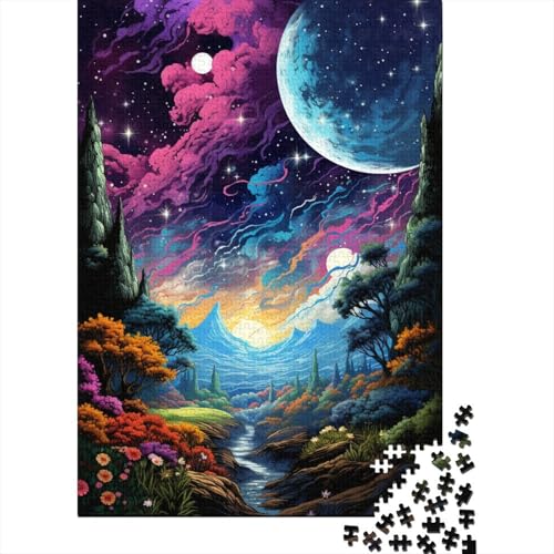 Puzzle 300 Teile, farbenfrohes psychedelisches Weltraum-Landschaftspuzzle für Erwachsene und Holzpuzzle, Lernspiel, Spielzeug, Familiendekoration, 300 Teile (40 x 28 cm) von aaaaab