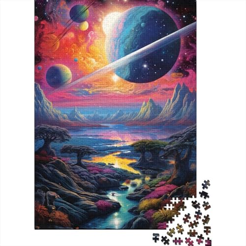 Puzzle 300 Teile Fantasie Bunter Planet Holzpuzzle Puzzle Holz Kreatives Puzzle Teenager Puzzle Lernspielzeug Spiel für Kinder Geschenke 300 Stück (40x28cm) von aaaaab