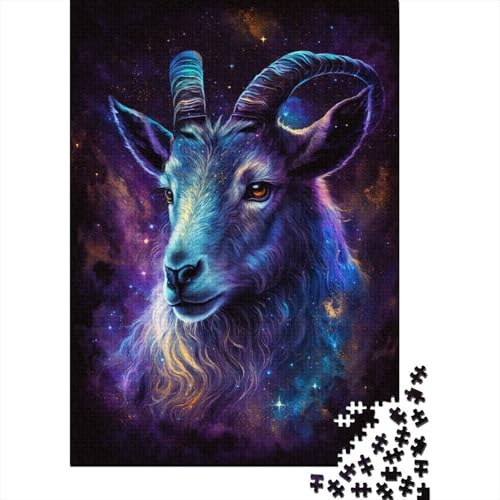 Puzzle 300 Teile Galaxy Goat Space Quadratische Puzzles für Erwachsene, Kinderpuzzles Herausforderndes Spielpuzzles 300 Teile (40x28cm) von aaaaab