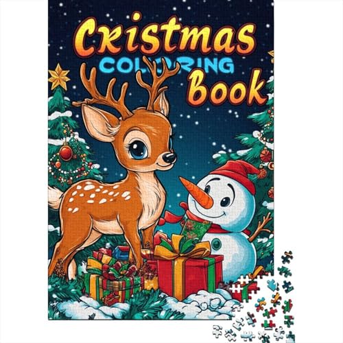 Puzzle 300 Teile Weihnachtselch und Schneemann, quadratische Puzzles für Kinder und Holzpuzzles, Heimdekoration, Puzzlespielzeug, 300 Teile (40 x 28 cm) von aaaaab