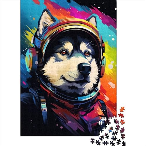 Puzzle 300 Teile für Kinder, Astronaut Husky, Holzpuzzle 300 Teile, Puzzle für die ganze Familie, Lernspiele, 300 Teile (40 x 28 cm) von aaaaab