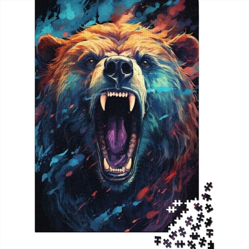 Puzzle 300 Teile für Kinder, Bunter Kunstbär, Kreative Puzzles für Kinder, 300 Teile, Holzpuzzlespiele, Geschenkspielzeug, Heimdekoration (40 x 28 cm) von aaaaab