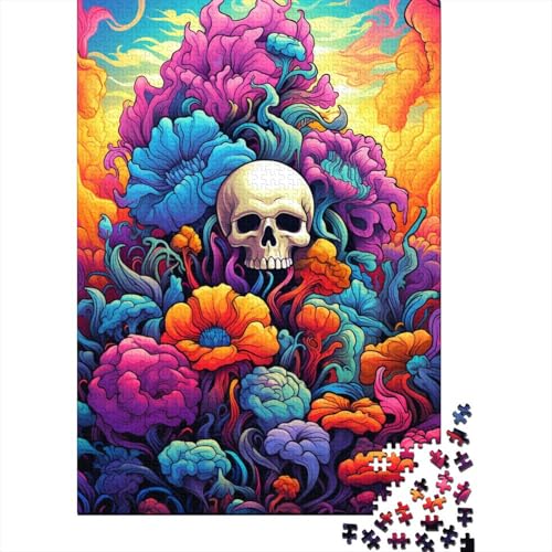 Puzzle 300 Teile für Kinder, Bunter Psychedelischer Totenkopf, 300-teiliges Puzzle für Kinder und Jugendliche, kreatives Holzpuzzle 300 Teile (40 x 28 cm) von aaaaab