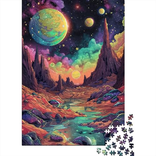 Puzzle 300 Teile für Kinder, Psychedelische Landschaftskunst, Puzzle aus Holz, kreative Puzzles, Teenager-Puzzles, Lernspiele, Spielzeug, 300 Stück (40 x 28 cm) von aaaaab