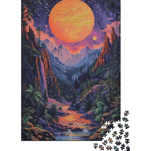 Puzzle 300 Teile für Kinder, Psychedelischer Sonnenuntergang, Holzpuzzle, Kreative Puzzles, Teenager-Puzzles, Lernspiele, Spielzeug, 300 Stück (40 x 28 cm) von aaaaab