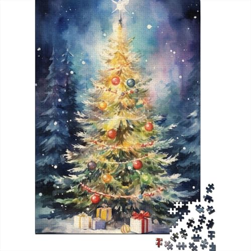 Puzzle 300 Teile für Kinder, Weihnachts-Aquarellmalerei-Puzzles für Kinder, Holzpuzzles, tolles Geschenk für Freunde und Familie, 300 Teile (40 x 28 cm) von aaaaab