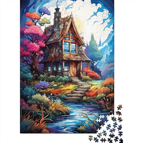 Puzzle 300 Teile für Kinder Fantasie Buntes Haus Kreative Puzzles für Kinder 300 Teile Holzpuzzle Spiele Geschenkspielzeug Heimdekoration (40x28cm) von aaaaab